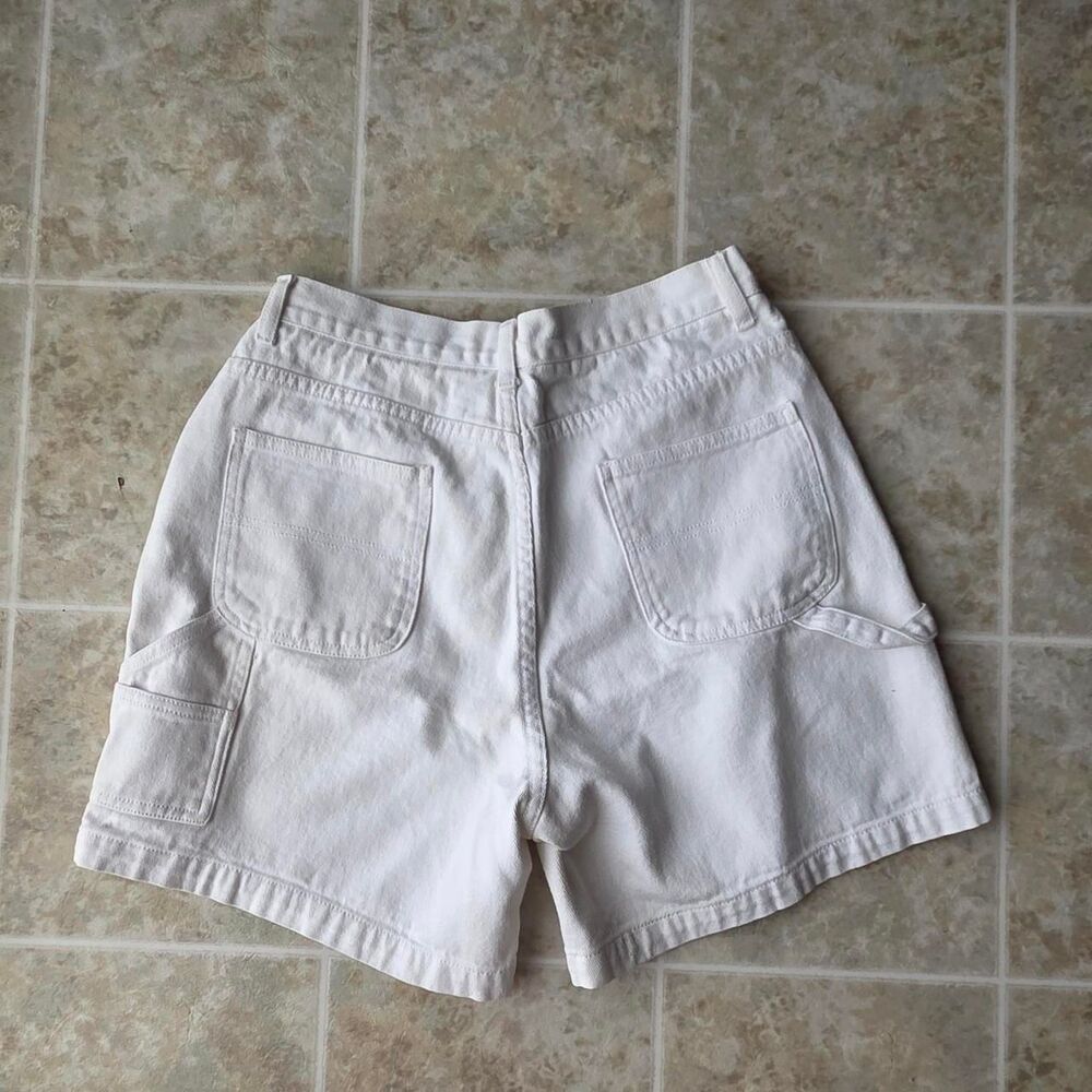 vintage carpenter utility style white high rise Jean mom shorts
